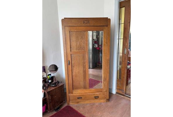 Houten kast met spiegel , schappen en lade - 1lo-o4Vb