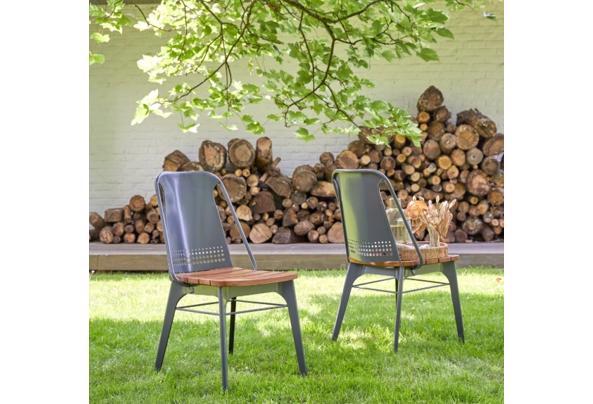 4 tuinstoelen van massief teakhout en metaal - 7876974947854786589