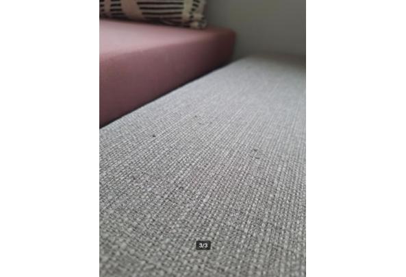 Hocker / Voetenbank Beige met Houten Poten - hocker3