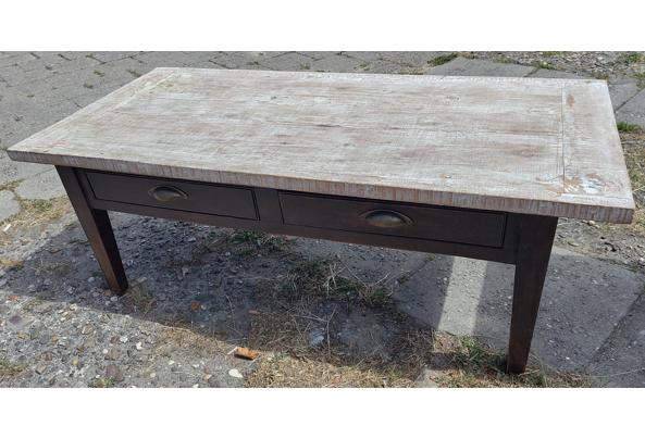 Rustieke salontafel, licht bovenblad, donkere poten - salontafel-01