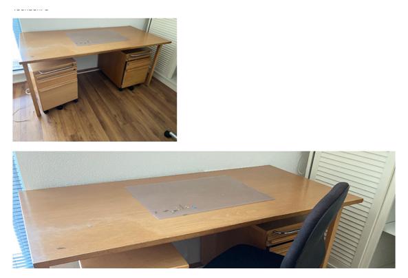 Bureau met 2 verrijdbare ladenkasten en bureaustoel - bureau-1