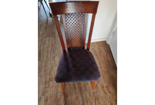 Hoge eetkamer stoelen stof en hout blauw (4 stuks) - IMG_20210226_174715