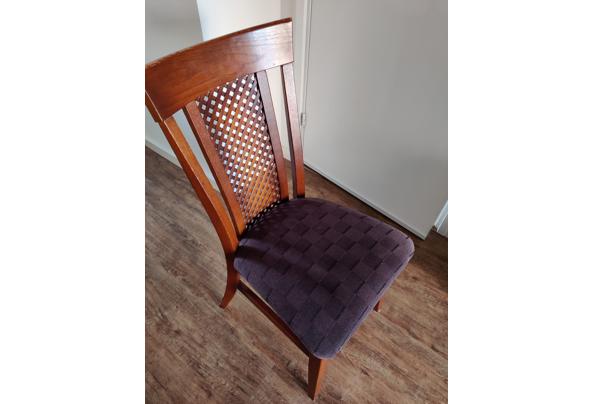 Hoge eetkamer stoelen stof en hout blauw (4 stuks) - IMG_20210226_174720