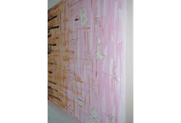schilderij groot kleurrijk roze glitter blablabla - Blabla-III-