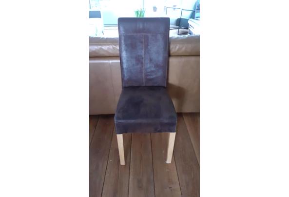 4 eetkamer stoelen donkerbruin met hout - 20210306_092622