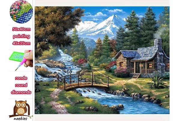 50x40cm Diamond Painting Alpen huisje (rond) nr 82 - collage-(8)_639175084154414276