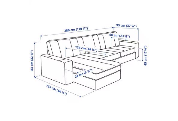 Ikea KIVIK 3zits bank met chaise longue - bank3
