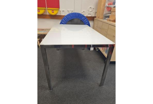 Solide eet/werktafel witglas en metalemn onderstel - 17466986018805487476984834162549