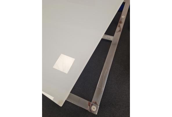 Solide eet/werktafel witglas en metalemn onderstel - 17466986517906664767829700470832