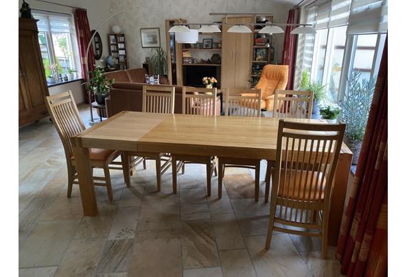Eetkamertafel met 6 stoelen, uitschuifbaar, blank eiken, 1,70-2,70 lang - IMG_5050-(Aangepast)