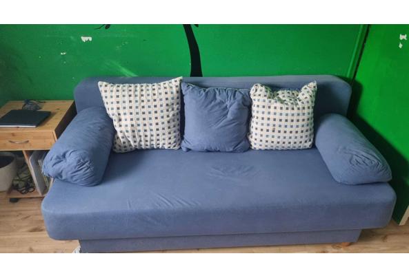 Blauwe stoffen slaapbank voor 2 personen - IMG-20250819-WA0005