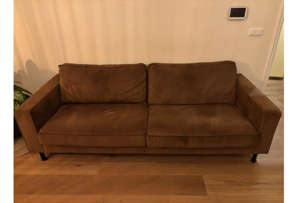 Bank WOOOD 230cm breed bruin velours stof - IMG_4226