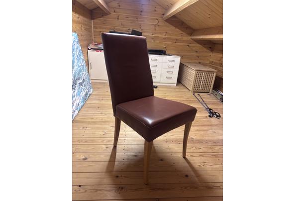 Set van 6 bruine/cognac leren eetkamerstoelen - IMG_7198