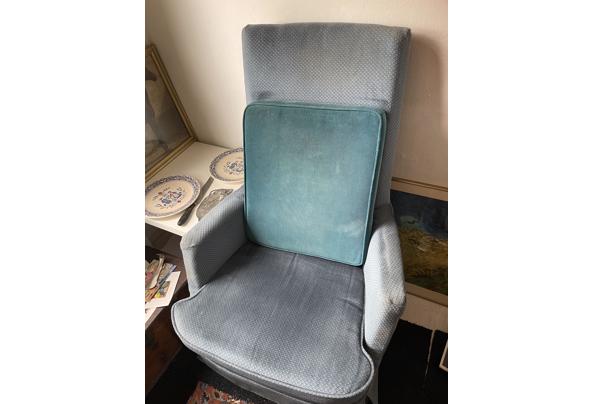 designstoel stof blauw hoge rugleuning - IMG_8656