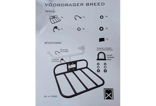 Voordrager-Fiets Kompleet Beschrijving er bij. - willex-voordrager-breed-zwart-montage-aan-frame_637663625925030627