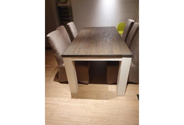 Eettafel 190x95x78cm. Bruin blad, witte poten. - 20231122_174706