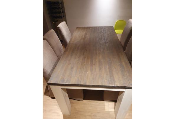 Eettafel 190x95x78cm. Bruin blad, witte poten. - 20231122_174710