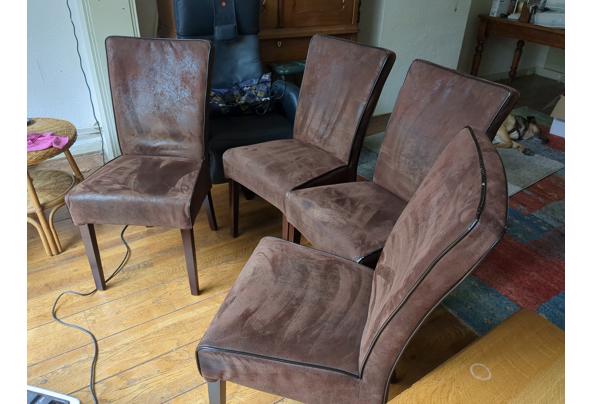 Suède bruine stoelen met afneembare hoes - 1715255638432623871355363122664