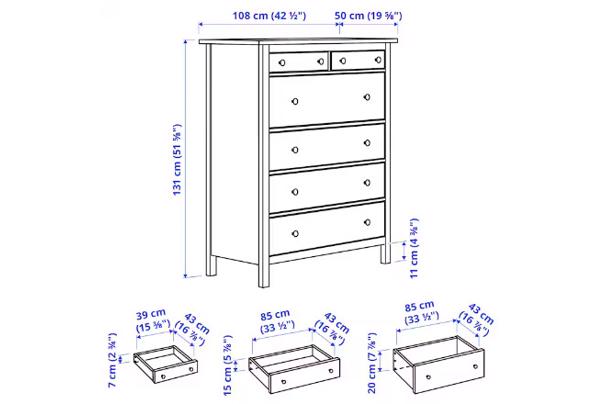 Hemnes ladekast 6 lades 108x131cm | Wit gebeitst (IKEA) - Schermafbeelding-2025-05-07-om-20-38-34