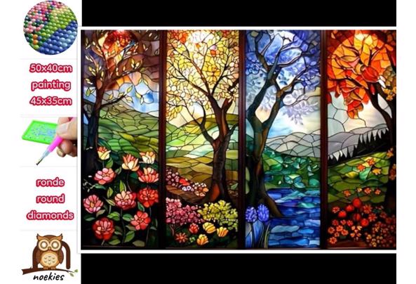 50x40cm Diamond Painting seizoens bomen (rond) nr 78 - nr-75-(3)_639175069814899254