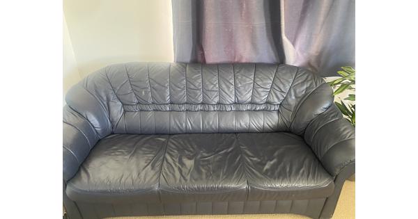 Zwarte leren 3-zits bank