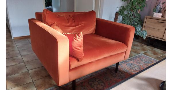 Oranje fluwelen fauteuil