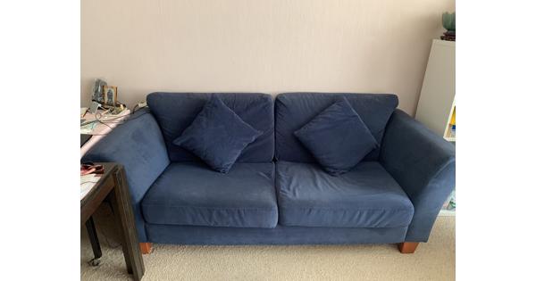 blauwe 2-personen stof zitbank