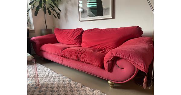 Rode velvet 3-zits bank