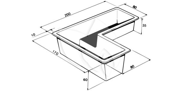 L-vormige polyester vijver