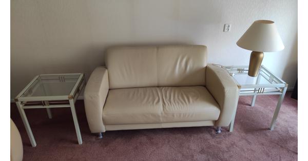 Leren bank + fauteuils