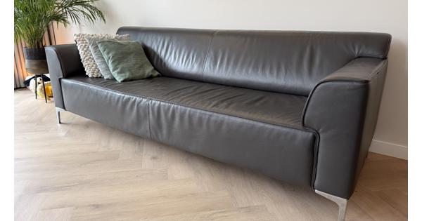 Bankstel Leer Montel - 3,5 zits, antraciet