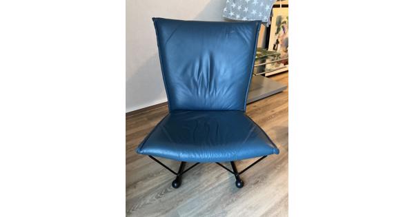 Fauteuil blauw leer