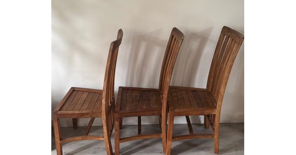 3 teakhouten eetkamer stoelen