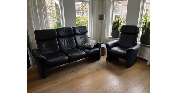 Zwart leren bankstel