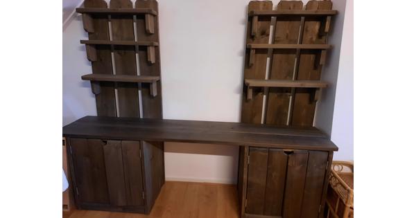 Steigerhout kast annex bureau