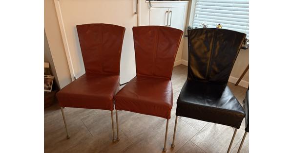 4 leren eetkamer stoelen