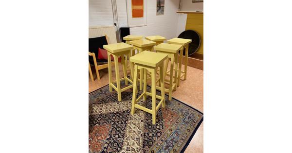 Barkrukken, massief hout, 7 stuks