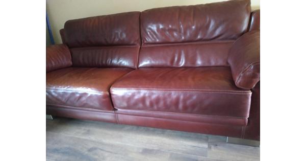 Bordeaux rood leren bank 2 zits 230 cm