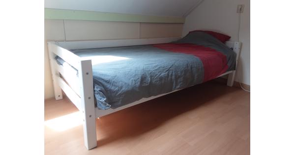 1-persoons (kinder) bed, wit hout, met of zonder matras