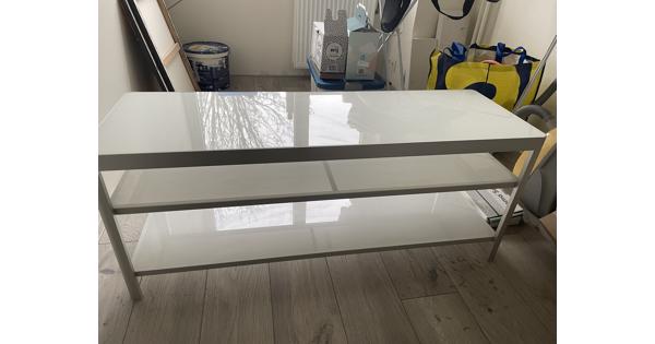 Tv meubel (aluminium/wit getemperd glas)
