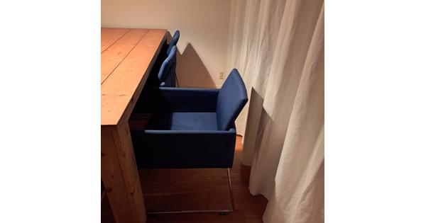 6 blauwe eetkamer stoelen