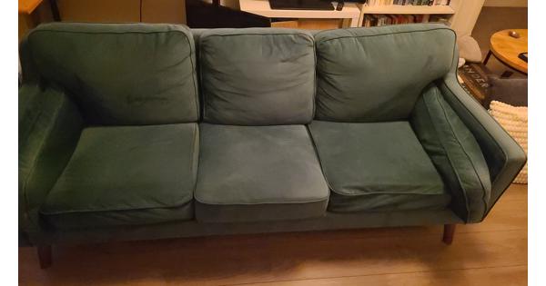 Groene suede bank 3 personen