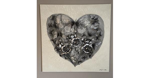 Schilderij L. Paramount – Zilver hart (3D) – 120x120
