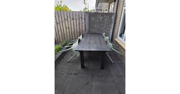 Robuuste Houten Tuintafel Zwart / Donkergrijs | 220x97 cm