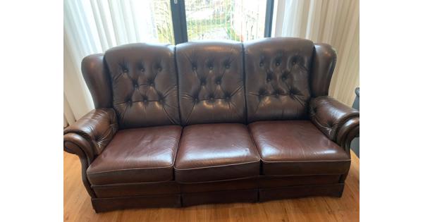 bruin leren 3-zits bank