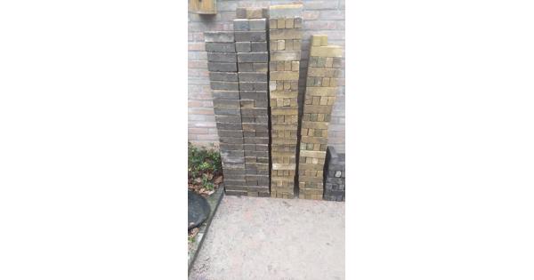 Terras klinker geel, diverse maten 20 x 20 cm, 20 x 10 cm en 20 x 5 cm