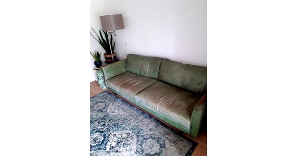 Groene leren 3,5 zits bank