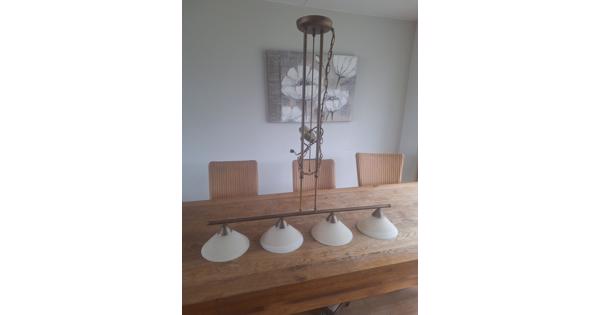 Hanglamp met 4 glazen kappen - Bronskleurig
