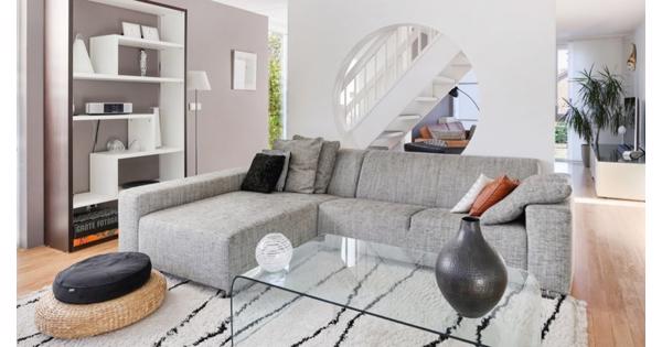 Grijsgemeleerde design hoekbank