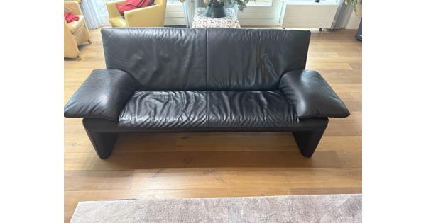 Jori zwart lederen 2,5 zits bank